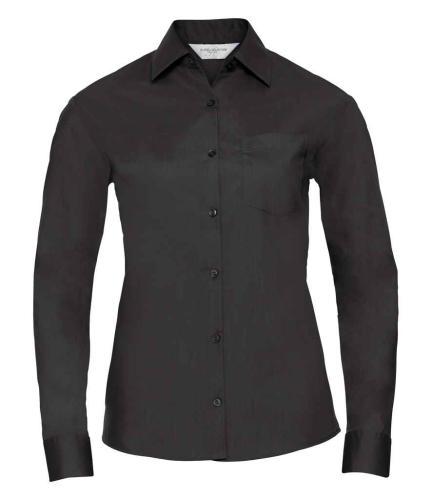 Russell Lds Poplin L/S Shirt - Black - 3XL